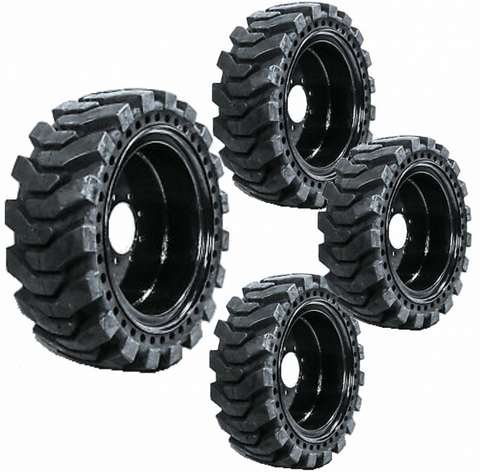 4 NEW SOLID SKID STEER TIRES 12X16.5 FLAT PROOF 8 LUG FITS CASE