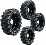 4 NEW SOLID SKID STEER TIRES 12X16.5 FLAT PROOF 8 LUG FITS GEHL